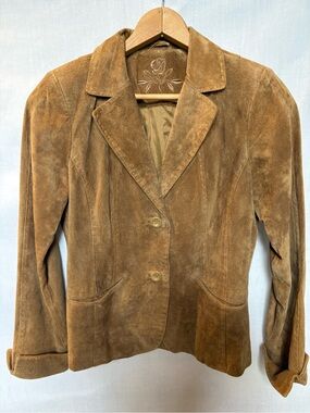 Provence Women’s Suede Button-Front Jacket in Light Brown, Lined Size 8